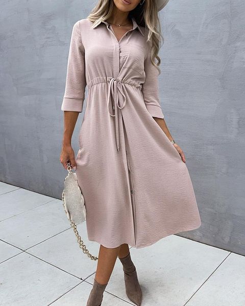 casual dresses blouse dress women's clothing 2021 summer fashion waist drawstring light pink long bandage shirt wear, Black;gray
casual dresses blouse dress women's clothing 2021 summer fashion waist drawstring light pink long bandage shirt wear, Black;gray