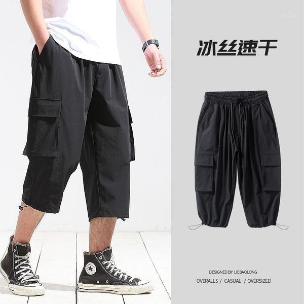 2021summer overalls men's quick dry loose capris oversize ice thin casual sports pants 2503, Black
2021summer overalls men's quick dry loose capris oversize ice thin casual sports pants 2503, Black