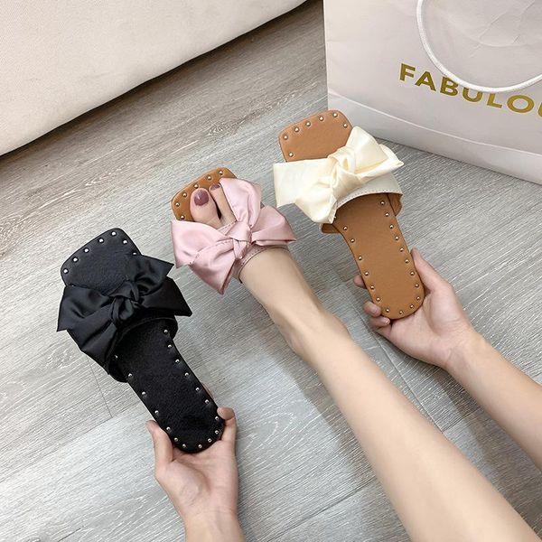 summer women sandals silk bow open toe slippers flat ladies shoes outdoor fashion solid color plus size 43, Black
summer women sandals silk bow open toe slippers flat ladies shoes outdoor fashion solid color plus size 43, Black