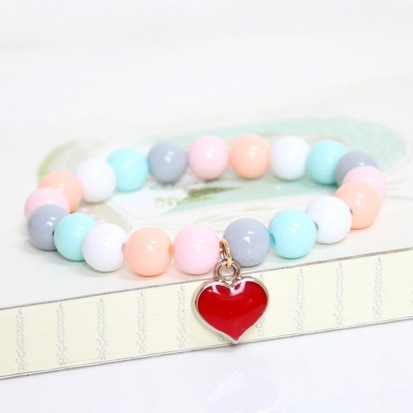 link, chain fashion color peach heart bracelet ladies multicolored acrylic beads, Black
link, chain fashion color peach heart bracelet ladies multicolored acrylic beads, Black