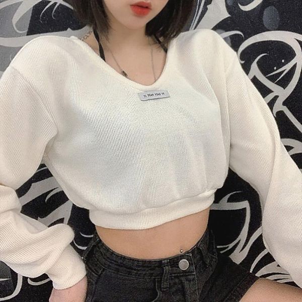 women autumn 2 piece long sleeve sweatshirt with halter camis bandeau solid color letters label v-neck ribbed loose pullove women's hoo, Black
women autumn 2 piece long sleeve sweatshirt with halter camis bandeau solid color letters label v-neck ribbed loose pullove women's hoo, Black