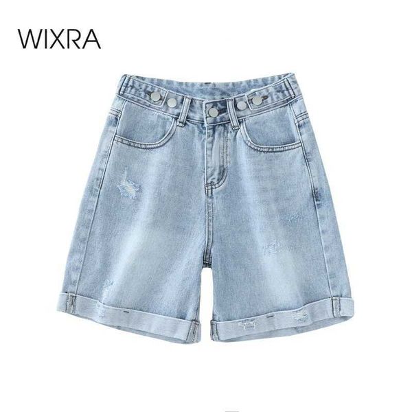 wixra summer blue demin shorts button pockets high waist casual streetwear women 210611, White;black
wixra summer blue demin shorts button pockets high waist casual streetwear women 210611, White;black