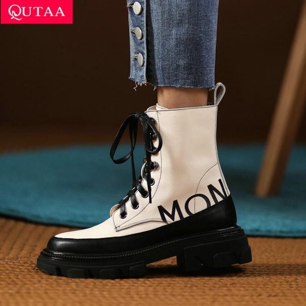 boots qutaa 2022 lace up ankle quality genuine leather comfort women shoes casual round toe short size 34-40, Black
boots qutaa 2022 lace up ankle quality genuine leather comfort women shoes casual round toe short size 34-40, Black