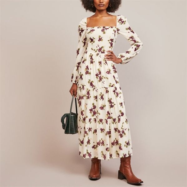 spring and autumn women's casual flower print square neck long sleeve stitching dress vestidos 210430, Black;gray
spring and autumn women's casual flower print square neck long sleeve stitching dress vestidos 210430, Black;gray