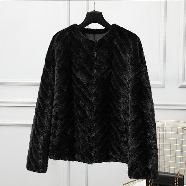 women's fur & faux real natural mink coat womne 2021long sleeve short round neck jacket luxury winter outwear, Black
women's fur & faux real natural mink coat womne 2021long sleeve short round neck jacket luxury winter outwear, Black