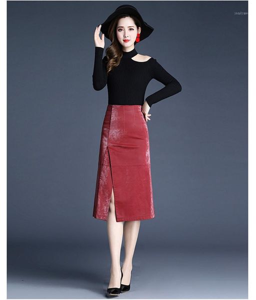 skirts fashion pu leather retro knee-length skirt lnvisible zipper lrregular high waist split hip elegant temperament slim fit, Black
skirts fashion pu leather retro knee-length skirt lnvisible zipper lrregular high waist split hip elegant temperament slim fit, Black