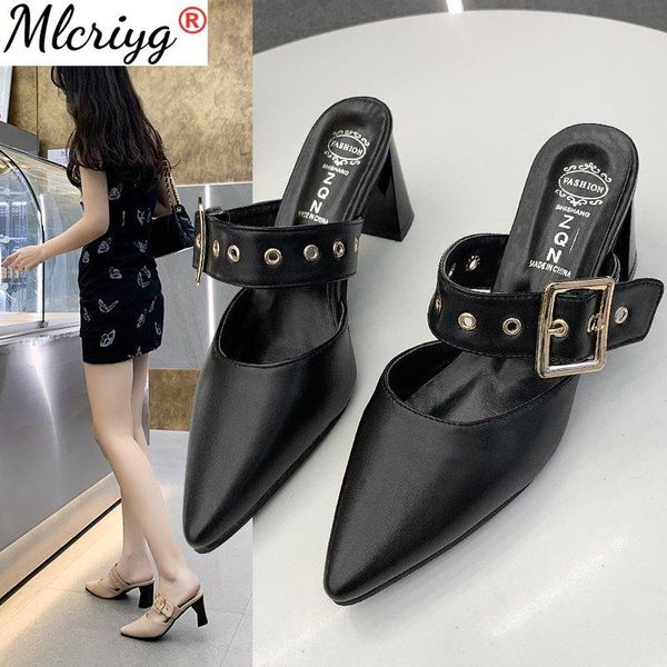 baotou half slippers women's 2021 fashion all-match belt buckle pointed high heel retro mule shoes thin heeled sandals, Black
baotou half slippers women's 2021 fashion all-match belt buckle pointed high heel retro mule shoes thin heeled sandals, Black