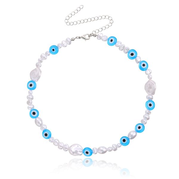 selling irregular pearls blue eye necklaces personalized trendy color devil's eyes necklace, Silver
selling irregular pearls blue eye necklaces personalized trendy color devil's eyes necklace, Silver