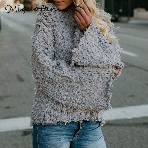 women's sweaters miguofan sweater knitted pullovers flare sleeve fashion casual jumpers warm female 2021 autumn winter, White;black 
women's sweaters miguofan sweater knitted pullovers flare sleeve fashion casual jumpers warm female 2021 autumn winter, White;black