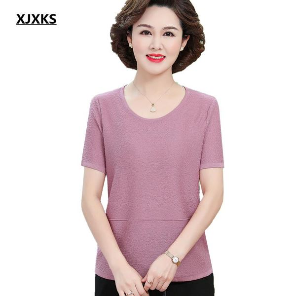 women's t-shirt xjxks pure color all-match short-sleeved women 2021 summer loose plus size casual round neck, White
women's t-shirt xjxks pure color all-match short-sleeved women 2021 summer loose plus size casual round neck, White