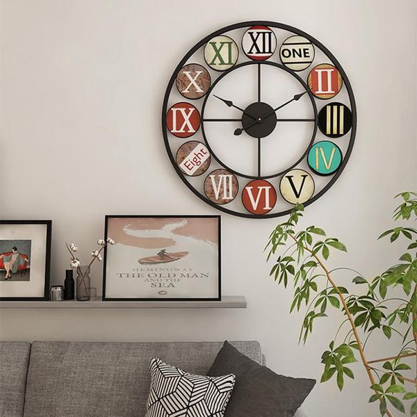 wall clocks cafe home decor 40cm 50cm large metal round clock with colorful roman numerals
wall clocks cafe home decor 40cm 50cm large metal round clock with colorful roman numerals