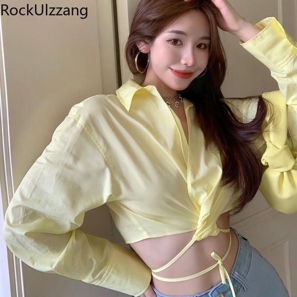 women's blouses & shirts long sleeve turndown neck cross waist lace up tie bow slim shirt bodycon crop blouse women blusas cropped, White
women's blouses & shirts long sleeve turndown neck cross waist lace up tie bow slim shirt bodycon crop blouse women blusas cropped, White