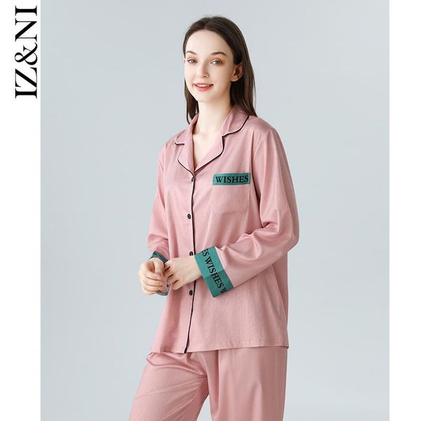 women's sleepwear female trousers of the spring and autumn period long sleeve ice silk contracted letter 2 leisurewear suit, Black;red 
women's sleepwear female trousers of the spring and autumn period long sleeve ice silk contracted letter 2 leisurewear suit, Black;red