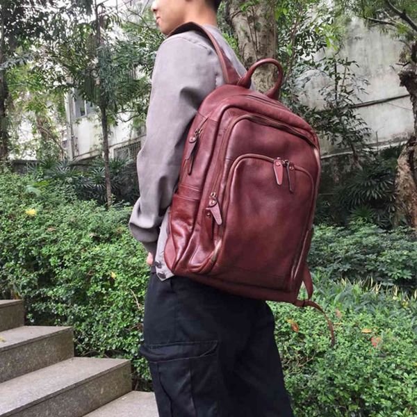 vegetable tanned cow leather backpack men's travel backpack leisure computer bag fashion 9130
vegetable tanned cow leather backpack men's travel backpack leisure computer bag fashion 9130