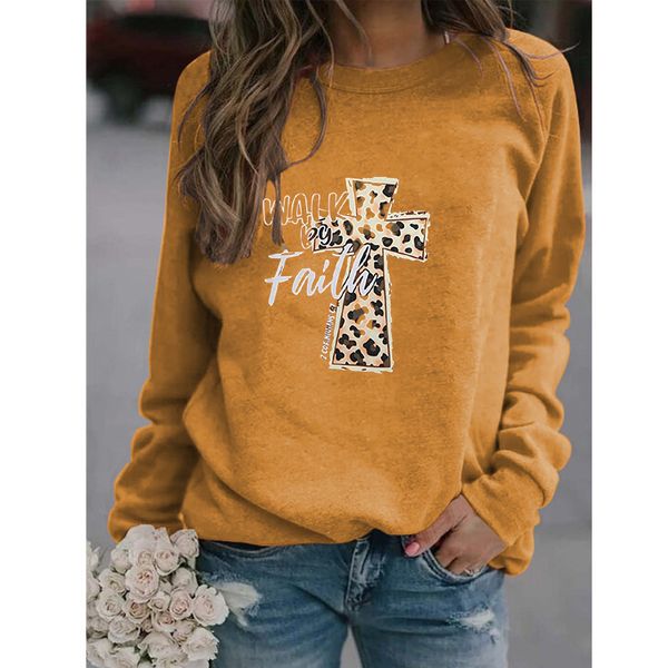 crosin 2021 new century dress cross walk faith printed women's round neck pullover brand 8sdq, White
crosin 2021 new century dress cross walk faith printed women's round neck pullover brand 8sdq, White