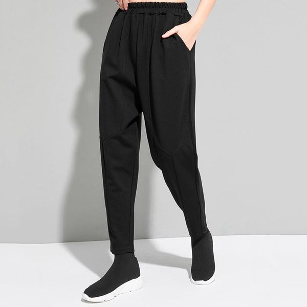 high elastic waist black brief long haremtrousers loose fit pants women fashion tide spring autumn 2021 c722 women's & capris, Black;white
high elastic waist black brief long haremtrousers loose fit pants women fashion tide spring autumn 2021 c722 women's & capris, Black;white