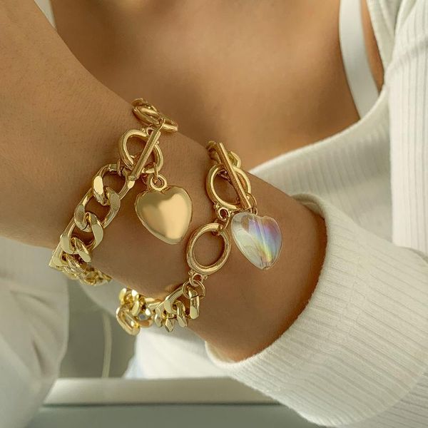 charm bracelets 2pcs/set gold punk chains bracelet bangle for women hip hop heart pendant crystal chain set hand jewelry, Golden;silver
charm bracelets 2pcs/set gold punk chains bracelet bangle for women hip hop heart pendant crystal chain set hand jewelry, Golden;silver