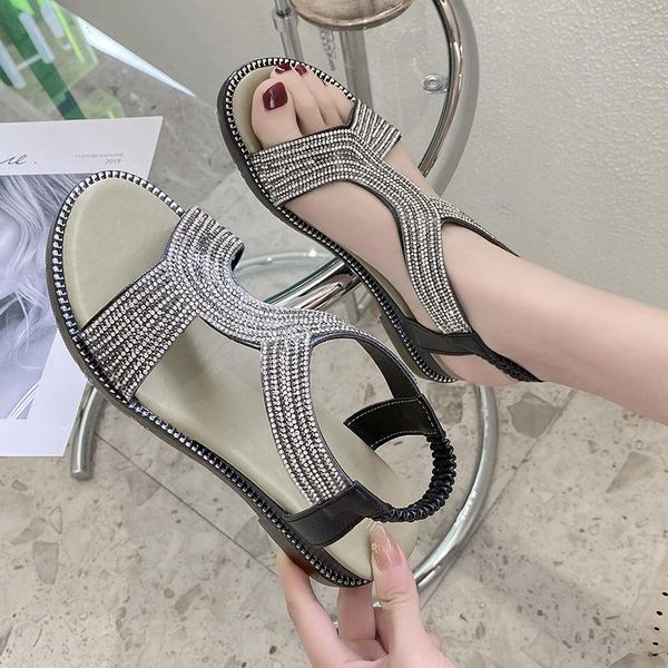 sandals 2021 summer women's flat shoes casual gladiator fashionable shiny golden silver knitted beach women, Black
sandals 2021 summer women's flat shoes casual gladiator fashionable shiny golden silver knitted beach women, Black