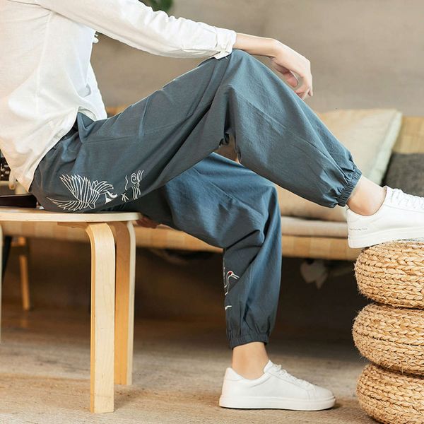 men's pants and summer casual chinese style crane embroidery harem tide toe band large loose jfx7, Black
men's pants and summer casual chinese style crane embroidery harem tide toe band large loose jfx7, Black
