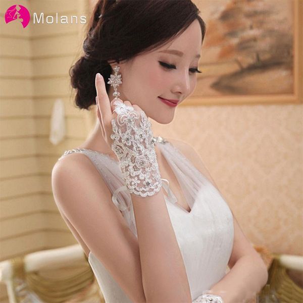 bridal gloves molans fashion style wrist length wedding for bride beaded crystal fingerless accessories, White
bridal gloves molans fashion style wrist length wedding for bride beaded crystal fingerless accessories, White