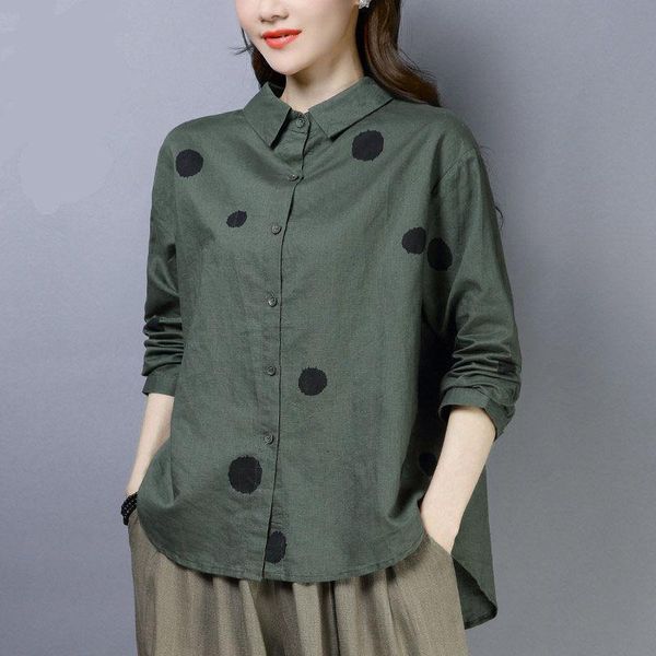 autumn womens blouses arts style women shirts plus size loose long sleeve casual blouse polka dot print cotton linen ladies, White
autumn womens blouses arts style women shirts plus size loose long sleeve casual blouse polka dot print cotton linen ladies, White