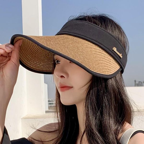 wide brim hats 2021 women summer visors hat casual foldable sun large straw lady beach empty sunhat uv protection cap, Blue;gray
wide brim hats 2021 women summer visors hat casual foldable sun large straw lady beach empty sunhat uv protection cap, Blue;gray
