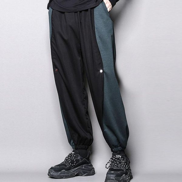 men's pants trousers autumn and winter personalized tailoring contrast color splicing casual nine point loose, Black
men's pants trousers autumn and winter personalized tailoring contrast color splicing casual nine point loose, Black