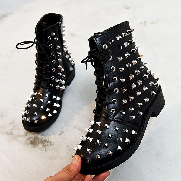boots women leather full riveted ankle autumn flat short square heel for woman black fall winter punk motocycle shoes
boots women leather full riveted ankle autumn flat short square heel for woman black fall winter punk motocycle shoes