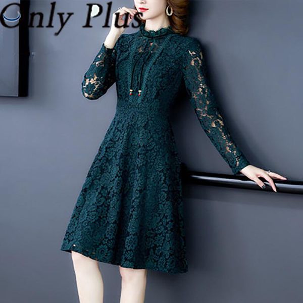 casual dresses only plus women winter green slim lace autumn half high collar vintage a-line dress office lady hollow out vestidos, Black;gray
casual dresses only plus women winter green slim lace autumn half high collar vintage a-line dress office lady hollow out vestidos, Black;gray