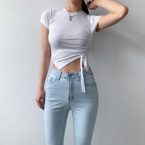 women's t-shirt summer basic solid color women t-shirts fashion clothing crop harajuku y2k aesthetic ruffle short female, White
women's t-shirt summer basic solid color women t-shirts fashion clothing crop harajuku y2k aesthetic ruffle short female, White
