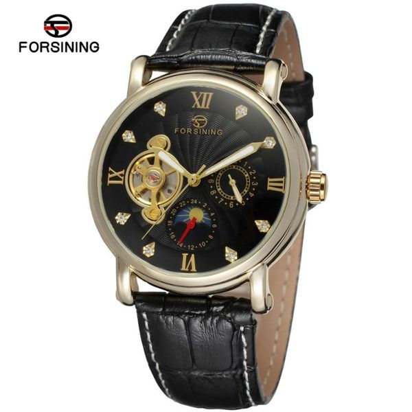 arrive forsining fsg800m3g4 moon phase design for men gold color case black dial with stones genuine leather wristwatches, Slivery;brown
arrive forsining fsg800m3g4 moon phase design for men gold color case black dial with stones genuine leather wristwatches, Slivery;brown
