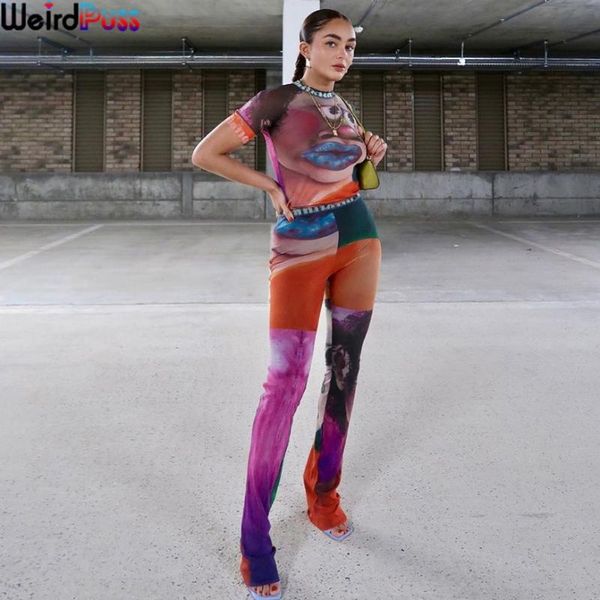 women's two piece pants weird puss tie dye print mesh 2-piece set women short sleeve crop pants casual tracksuit slim gothic styles, White
women's two piece pants weird puss tie dye print mesh 2-piece set women short sleeve crop pants casual tracksuit slim gothic styles, White