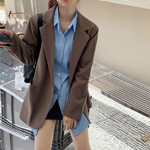 women's suits & blazers 2021 clothing early autumn blazer women korean style single button long sleeve loose solid color jacket tide, White;black
women's suits & blazers 2021 clothing early autumn blazer women korean style single button long sleeve loose solid color jacket tide, White;black