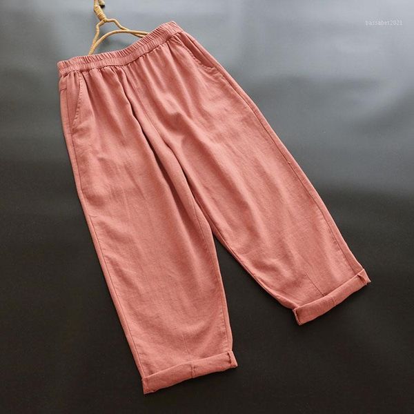 women's pants & capris summer women solid color harem cotton linen elastic waist pockets fashion korean casual trousers, Black;white
women's pants & capris summer women solid color harem cotton linen elastic waist pockets fashion korean casual trousers, Black;white