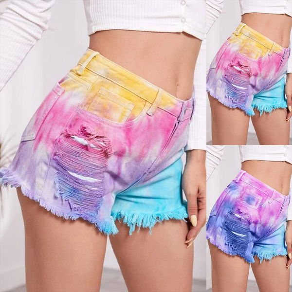 fashion tie dye summer stretchy women short denim high waist frayed ripped female pockets comfort, White;black
fashion tie dye summer stretchy women short denim high waist frayed ripped female pockets comfort, White;black