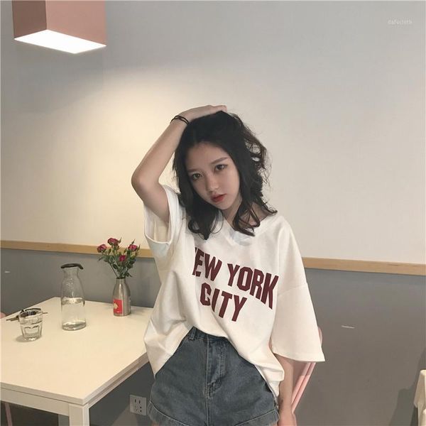 women's t-shirt korean ing short-sleeved milk silk clothes female students coat letter printing, White
women's t-shirt korean ing short-sleeved milk silk clothes female students coat letter printing, White