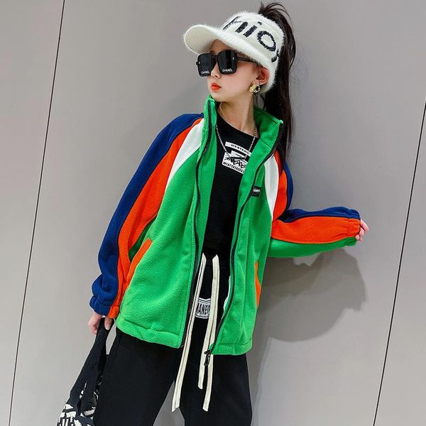 jackets teenage girls particle fleece jacket 2021 autumn product children color stitching design korean loose outerwear 5-16y, Blue;gray
jackets teenage girls particle fleece jacket 2021 autumn product children color stitching design korean loose outerwear 5-16y, Blue;gray