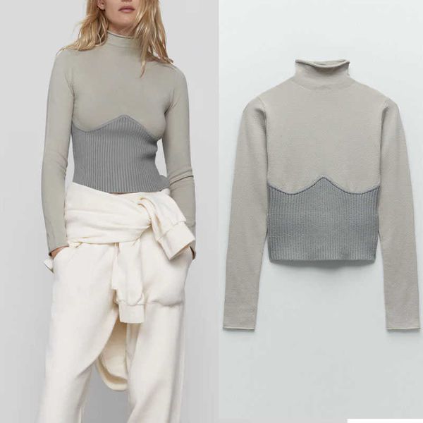 za women winter patchwork turtleneck knit sweater long sleeve pronounced seam slim pullover female chic knitted 210714, White;black
za women winter patchwork turtleneck knit sweater long sleeve pronounced seam slim pullover female chic knitted 210714, White;black