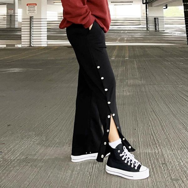 women's pants & capris 2021 autumn and winter black slit side button straight loose high waist leisure street, Black;white
women's pants & capris 2021 autumn and winter black slit side button straight loose high waist leisure street, Black;white