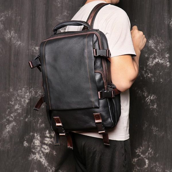 backpack nesitu a4 coffee black genuine leather 14'' lapwomen men backpacks male travel bags m1034
backpack nesitu a4 coffee black genuine leather 14'' lapwomen men backpacks male travel bags m1034