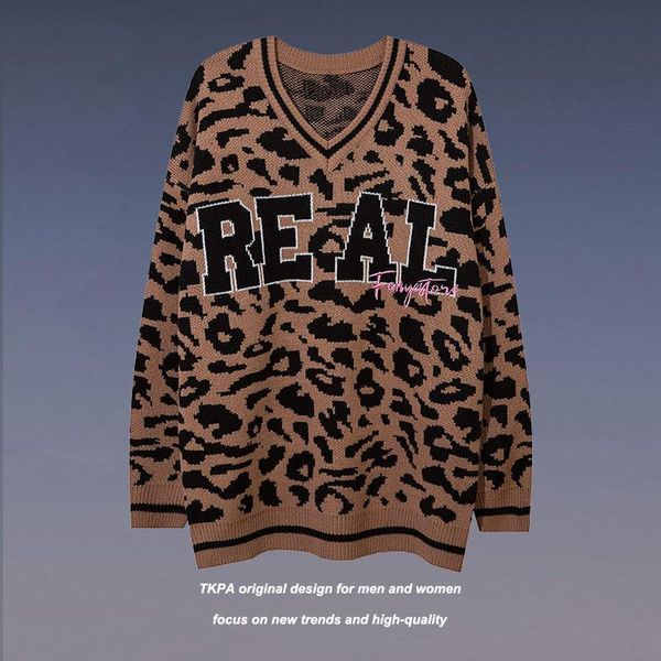 women's sweaters 2021 autumn winter trendy leopard letter v-neck sweater women europen style knitted wool hip hop oversize high street, White;black
women's sweaters 2021 autumn winter trendy leopard letter v-neck sweater women europen style knitted wool hip hop oversize high street, White;black