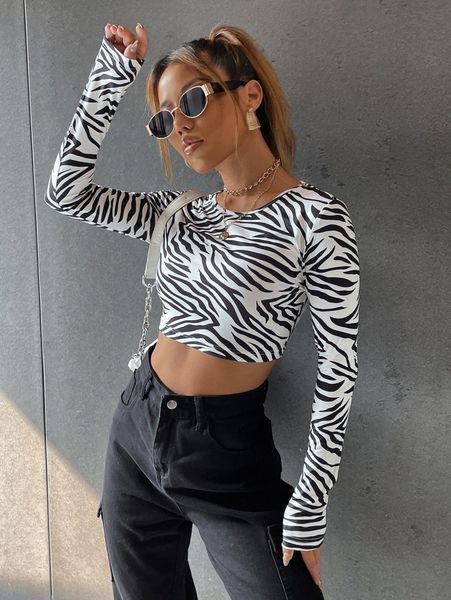 zebra stripe print crop tee 70ka#, White
zebra stripe print crop tee 70ka#, White