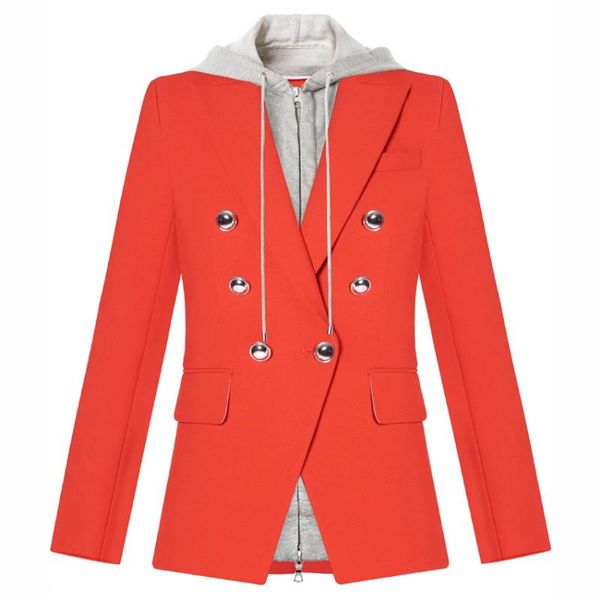 women's suits & blazers double breasted coat, White;black