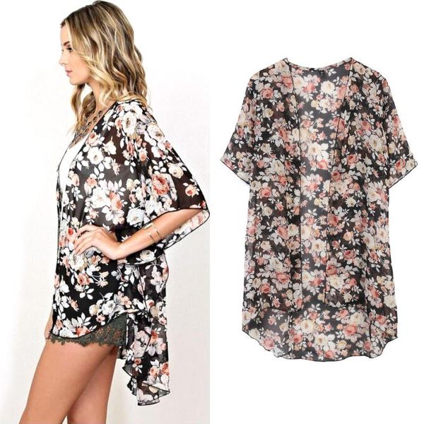 women's blouses & shirts 2021 summer beach blouse women floral chiffon kimono cardigan cover ups female, White
women's blouses & shirts 2021 summer beach blouse women floral chiffon kimono cardigan cover ups female, White