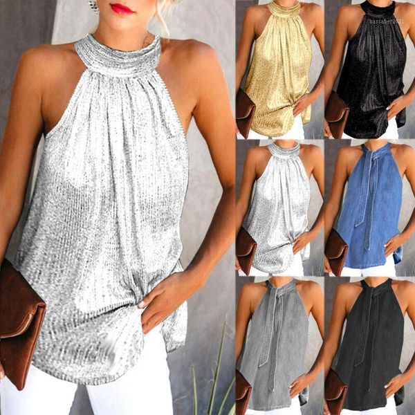 women's t-shirt women turtleneck halter blingbling ladies sleeveless loose off shoulder t shirts female, White
women's t-shirt women turtleneck halter blingbling ladies sleeveless loose off shoulder t shirts female, White