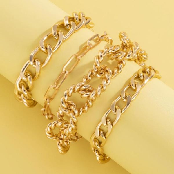 link, chain twist bracelet four-piece punk metal aluminum women's suit european jewelry american and trendy alloy a5f1, Black
link, chain twist bracelet four-piece punk metal aluminum women's suit european jewelry american and trendy alloy a5f1, Black