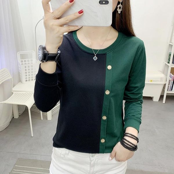 women's t-shirt korean women long sleeve cotton t shirts patchwork loose elegant fashion office lady female shirt streetwear, White
women's t-shirt korean women long sleeve cotton t shirts patchwork loose elegant fashion office lady female shirt streetwear, White