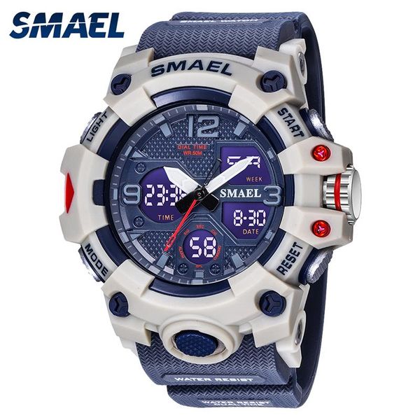 wristwatches smael sport watch for men electronic alarm clock back light satch dual display waterproof 50m luxury men's watches 8008, Slivery;brown
wristwatches smael sport watch for men electronic alarm clock back light satch dual display waterproof 50m luxury men's watches 8008, Slivery;brown