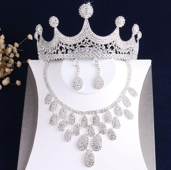 earrings & necklace baroque sparkling crystal water drop jewelry set rhinestone tiaras crown wedding african beads sets, Silver
earrings & necklace baroque sparkling crystal water drop jewelry set rhinestone tiaras crown wedding african beads sets, Silver