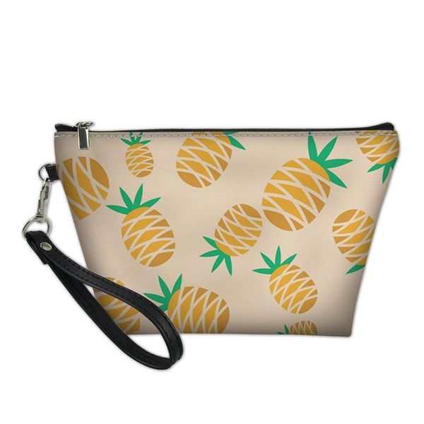 cosmetic bag women pineapple make up case for travel ladies wash kit pouch fashion casual pu leather zip makeup organizer bags & cases